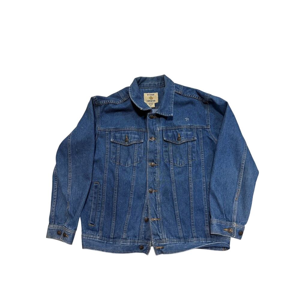 Outdoor‎ Expedition Denim Trucker Jacket 90s Vintage Mens Size Medium Blue Wash